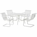 Classic Accessories Gracie Outdoor Metal Dining Set, White Satin - 5 Piece VE3043561